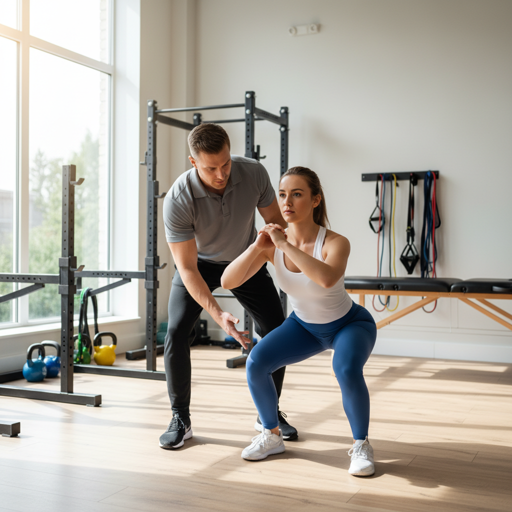 Athlete undergoing strength testing and functional evaluation at Columbus sports therapy facility